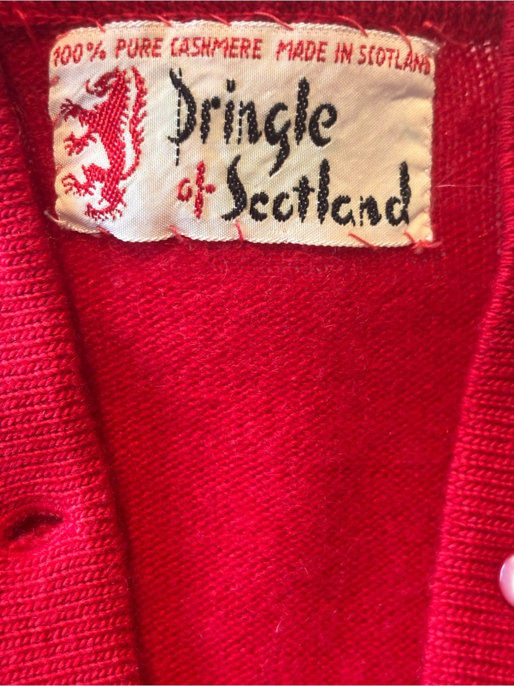 VINTAGE PRINGLE OF SCOTLAND 100% CASHMERE RED CARDIGAN 1940’s - Picture 7 of 13
